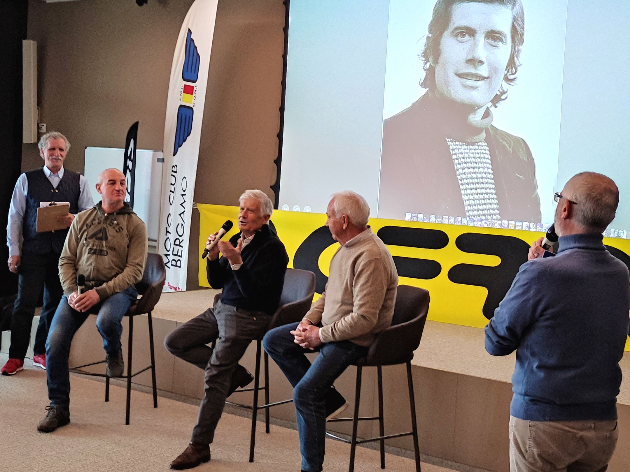 Bergamachi’s ambassadors Giovanni Sala, Giacomo Agostini and Alesandro Gritti © MC Bergamo